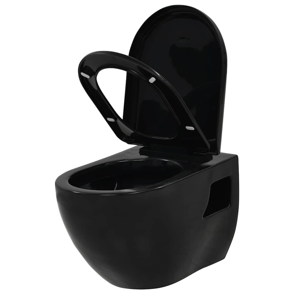 Vas de toaletă suspendat cu rezervor încastrat, negru, ceramică - 2 | YEO