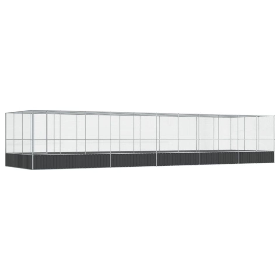 Voliera de păsări cu extensie, argintiu, 1139x307x212 cm, oțel - 1 | YEO