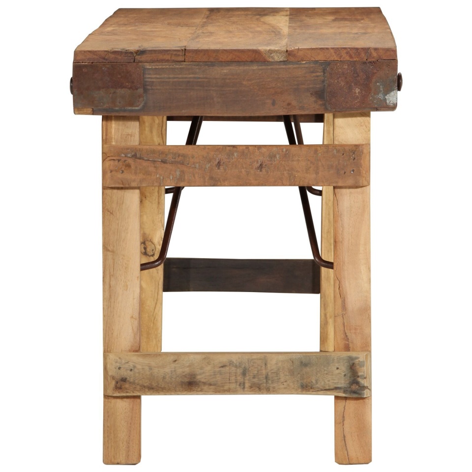 Banca 110x35x46 cm din lemn masiv recuperat - 3 | YEO