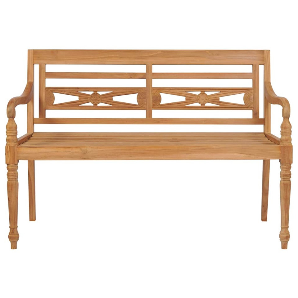 Bancă Batavia cu pernă gri taupe, 120 cm, lemn masiv de tec - 2 | YEO