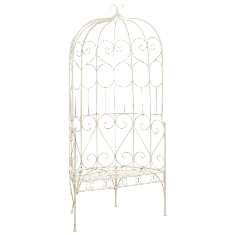 Bancă de grădină, alb vintage, 95 cm, fier