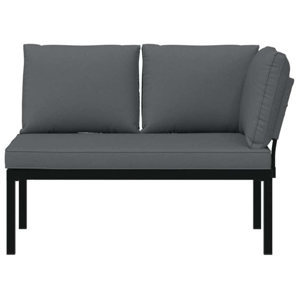 Bancă de grădină cu perne, negru, aluminiu - 2 | YEO