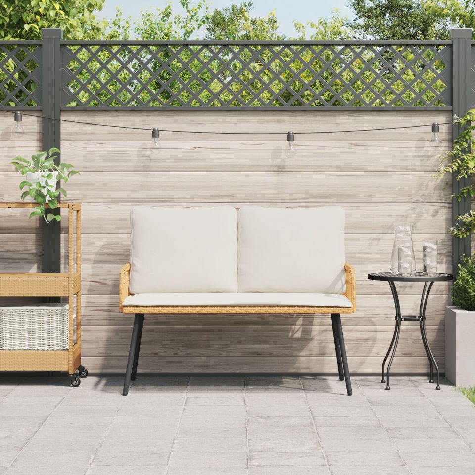 Bancă de grădină Natural 114x64x78 cm din poliratan - 2 | YEO