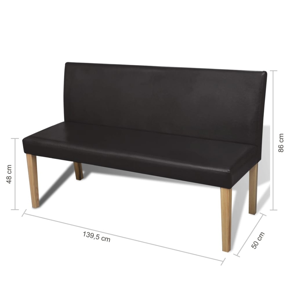Bancă, maro închis, 139,5 cm, piele ecologică - 4 | YEO