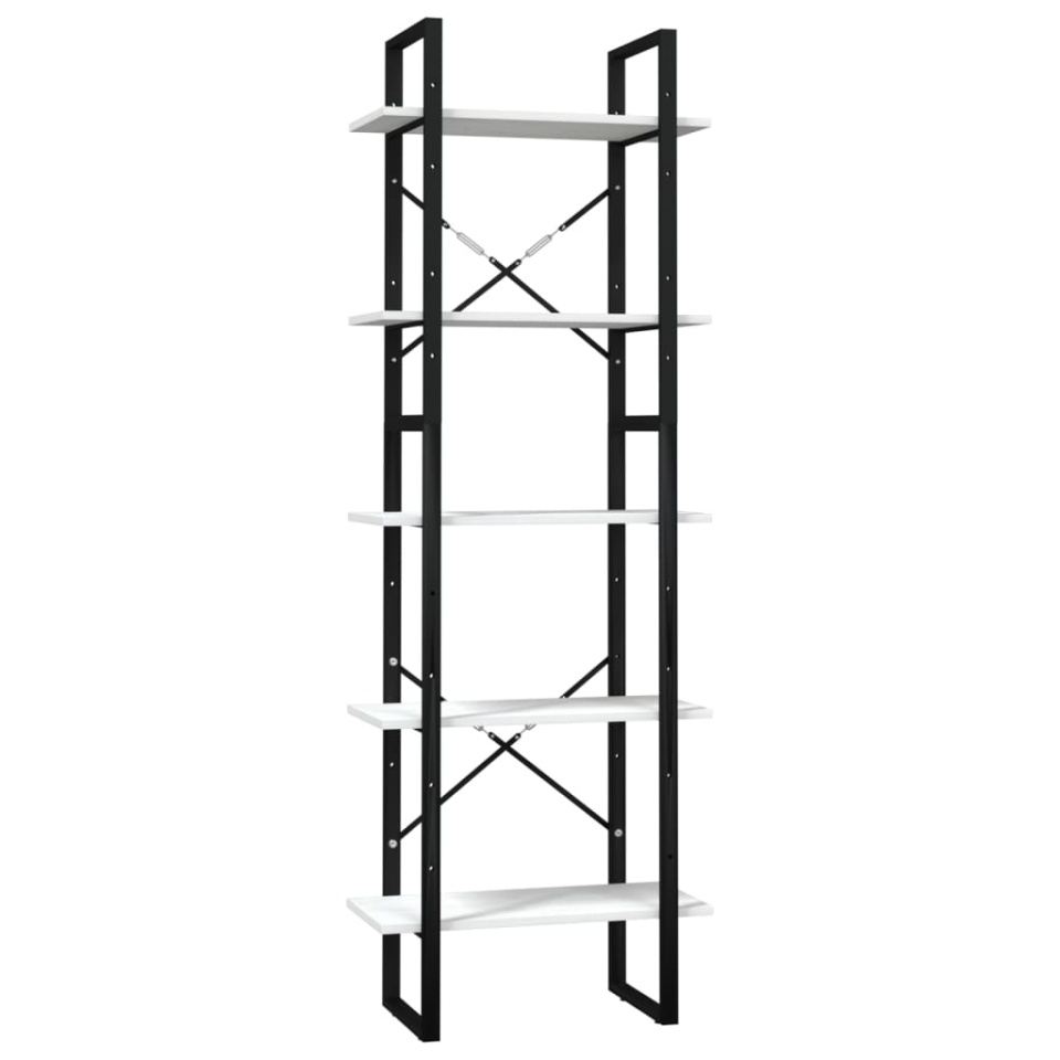Bibliotecă cu 5 rafturi, alb, 60x30x175 cm, lemn masiv de pin - 1 | YEO