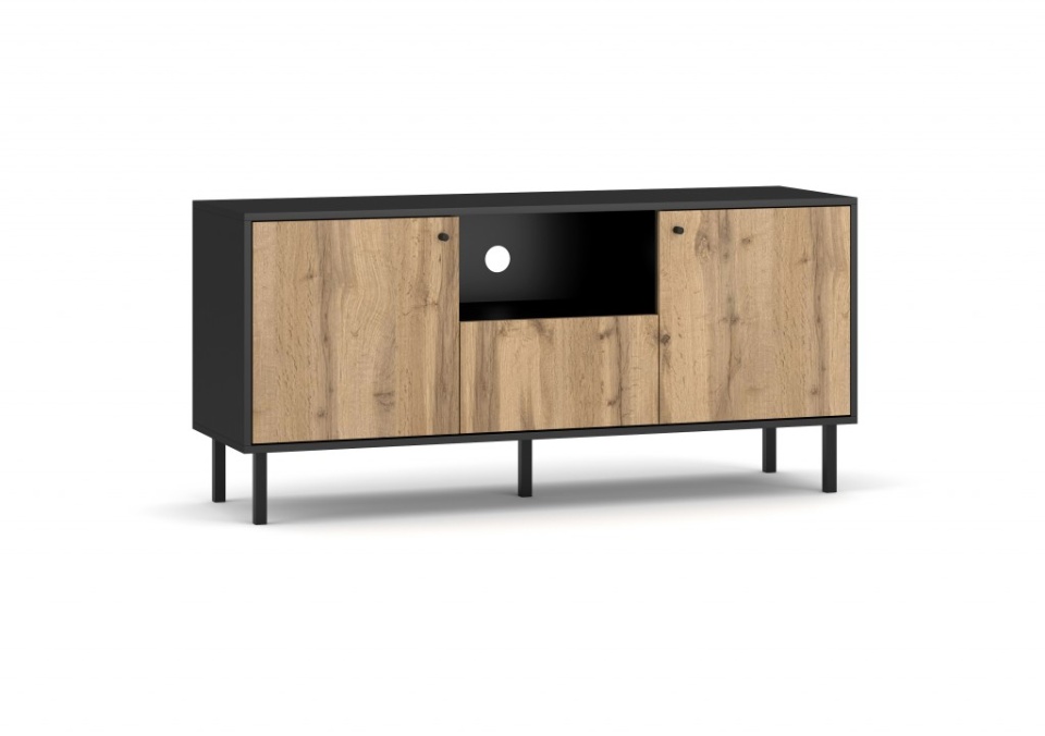 Bospe Tv Stand 2D1S Black/Wotan 2K