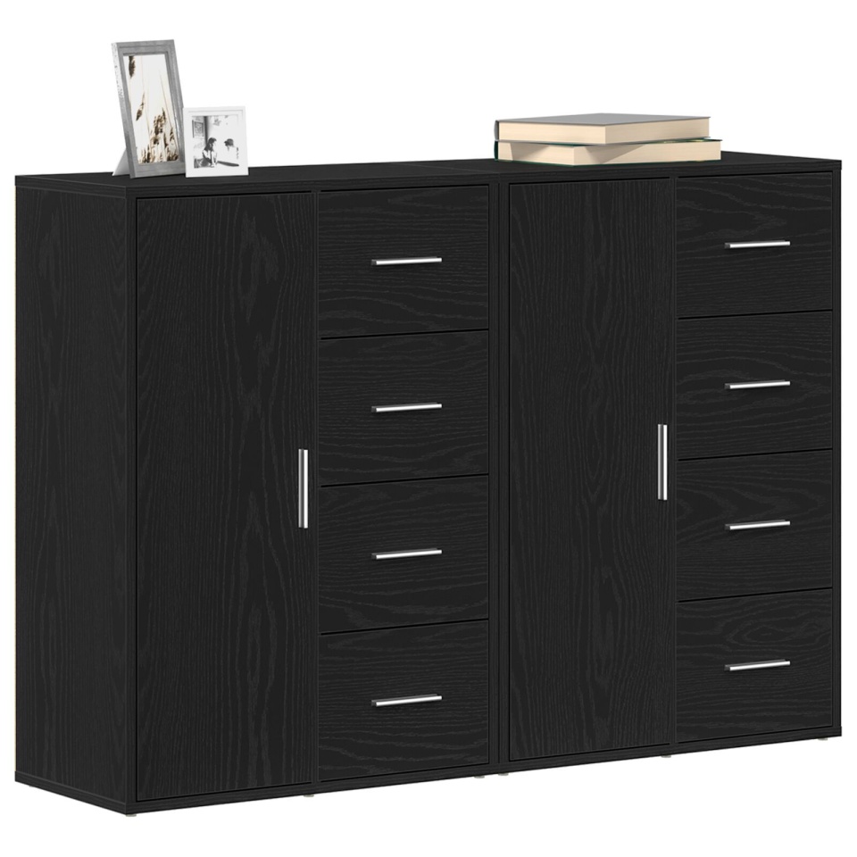 Bufete 2 buc Negru Stejar 60x31x84 cm Lemn Ingineresc - 2 | YEO