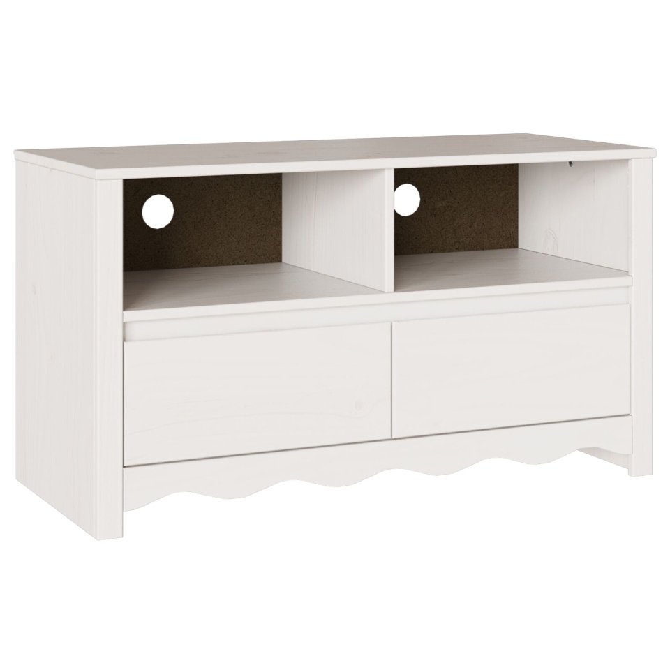 Cabinet TV DRAMMEN Alb 99x43x55 cm Lemn solid Pin - 1 | YEO