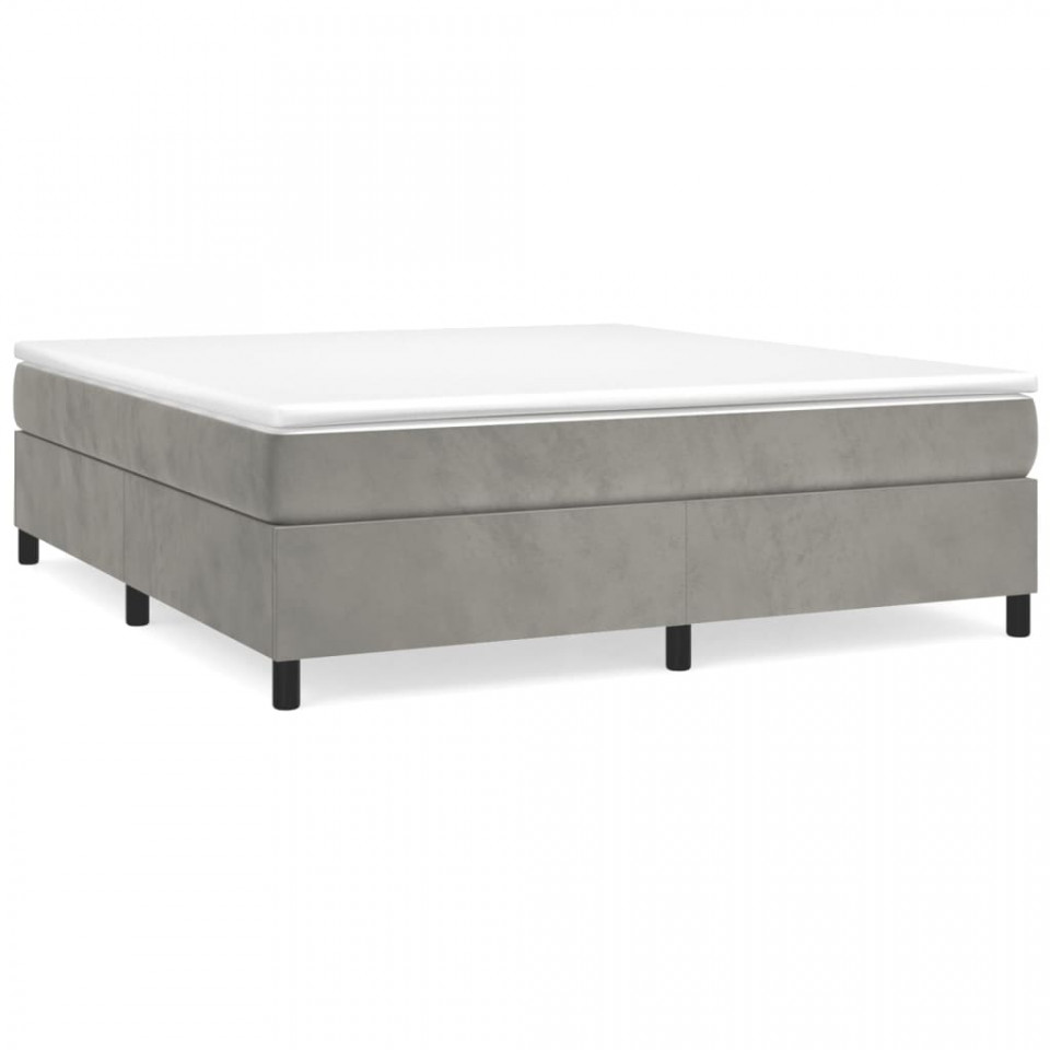 Cadru de pat box spring, gri deschis, 200x200 cm, catifea - 1 | YEO