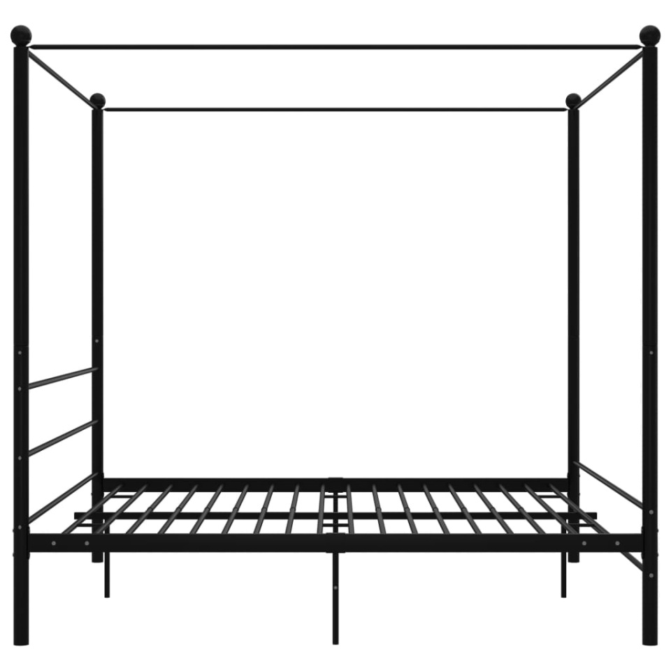Cadru de pat cu baldachin, negru, 180x200 cm, metal - 2 | YEO