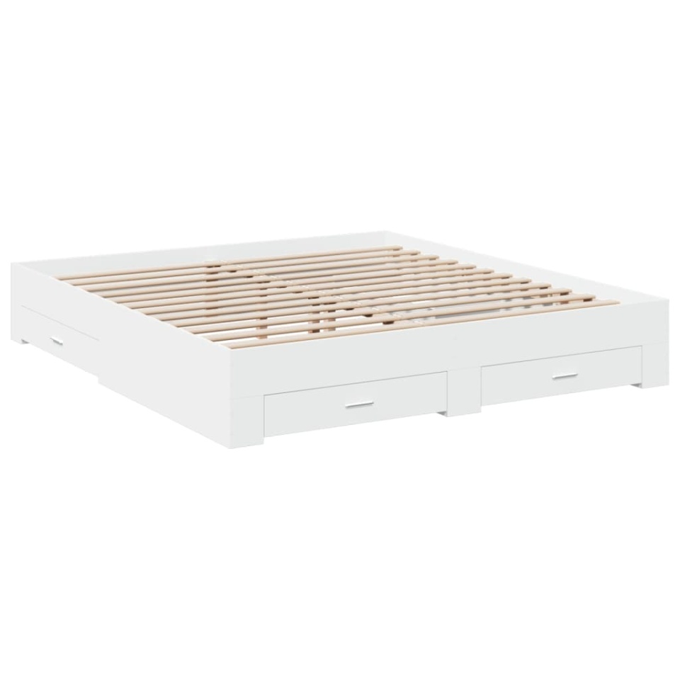 Cadru de pat cu sertare, alb, 180x200 cm, lemn prelucrat - 2 | YEO