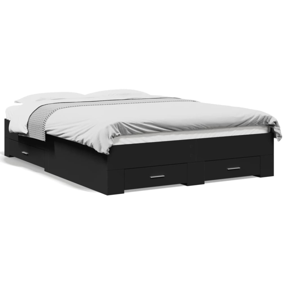 Cadru de pat cu sertare, negru, 140x190 cm, lemn prelucrat - 1 | YEO