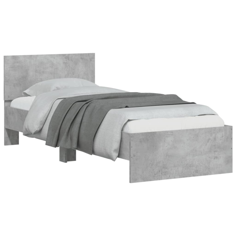 Cadru de pat cu tăblie, gri beton, 90x190 cm, lemn prelucrat - 3 | YEO