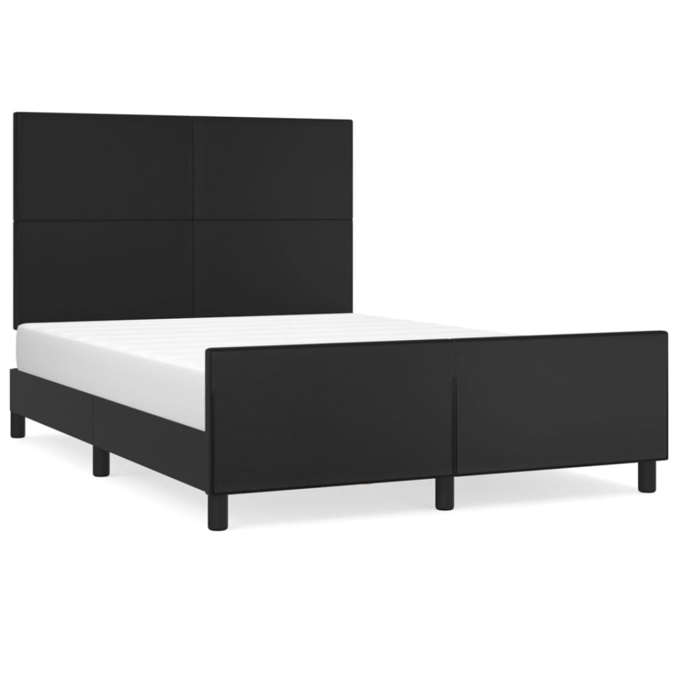 Cadru de pat cu tăblie, negru, 140x190 cm, piele ecologică - 1 | YEO