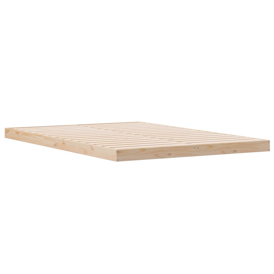 Cadru de pat de podea, alb, 160x220 cm, lemn masiv de pin - 2 | YEO