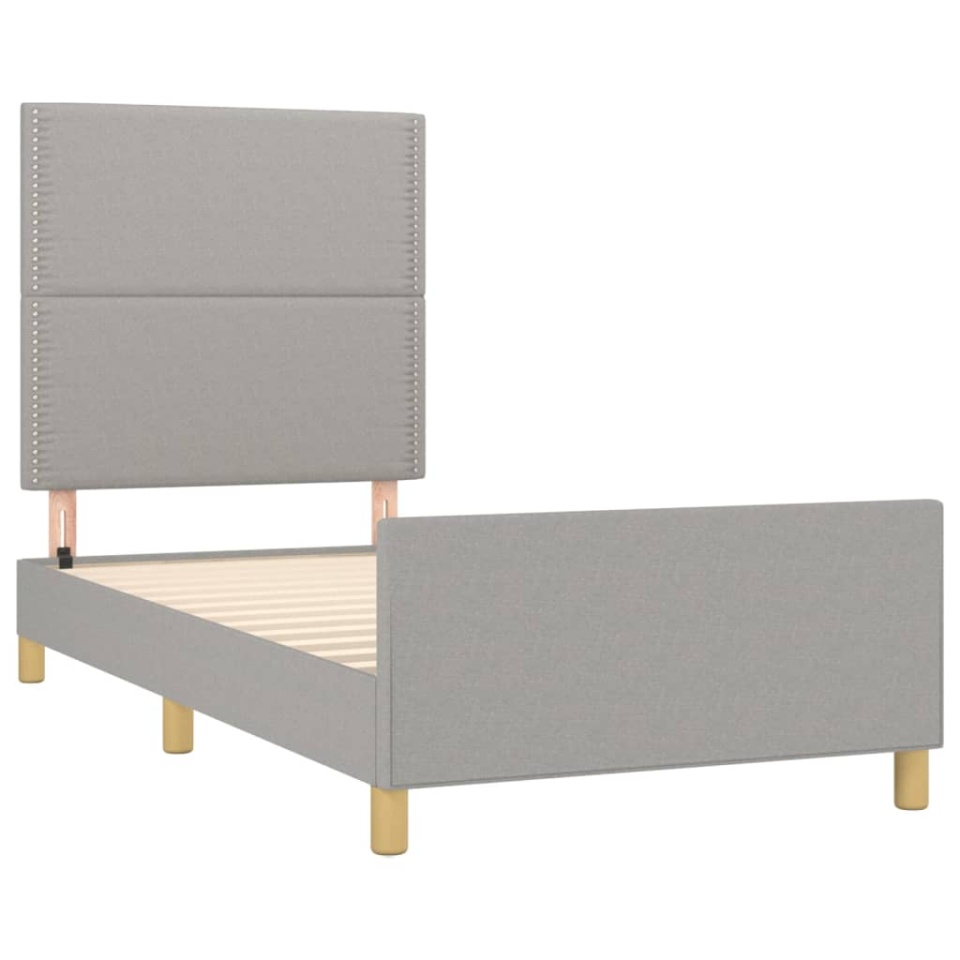 Cadru de pat fără saltea, gri deschis, 90x190 cm, textil - 3 | YEO