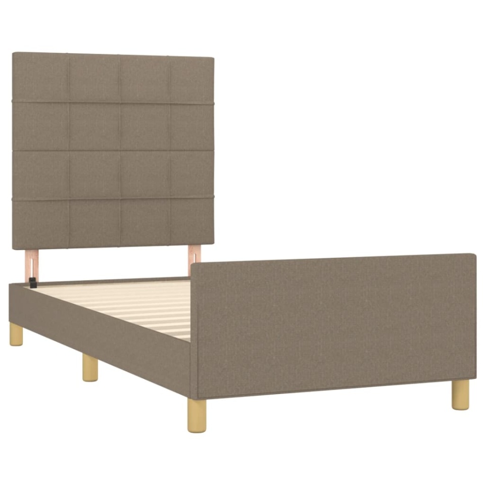 Cadru de pat fără saltea Taupe 90x200 cm țesătură - 3 | YEO