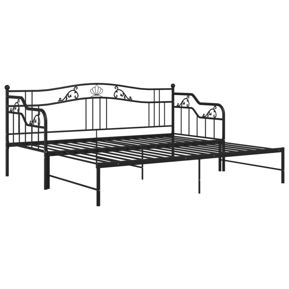Cadru pat canapea extensibilă, negru, 90x200 cm, metal - 3 | YEO