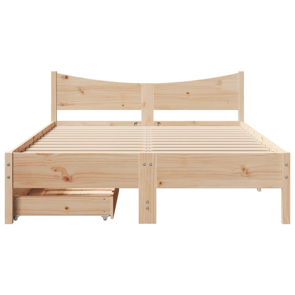 Cadru pat cu sertare, 140x200 cm, lemn masiv pin - 3 | YEO