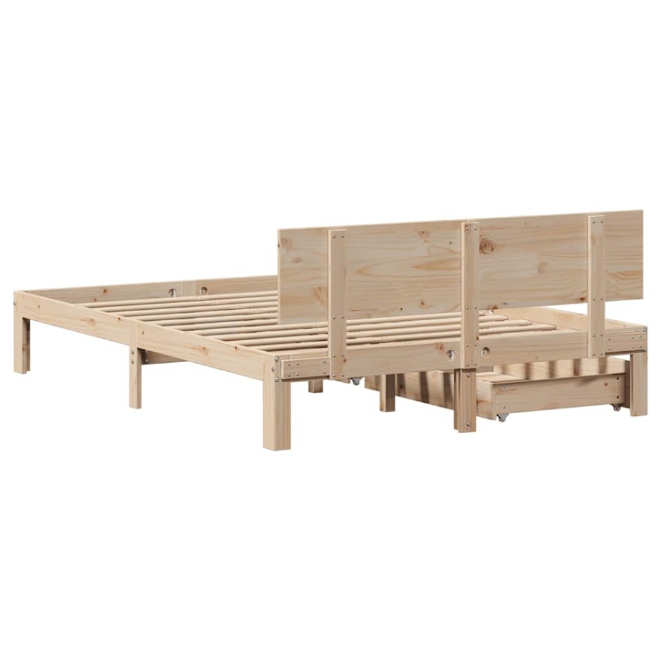 Cadru pat cu sertare, 140x200 cm, lemn masiv pin - 4 | YEO