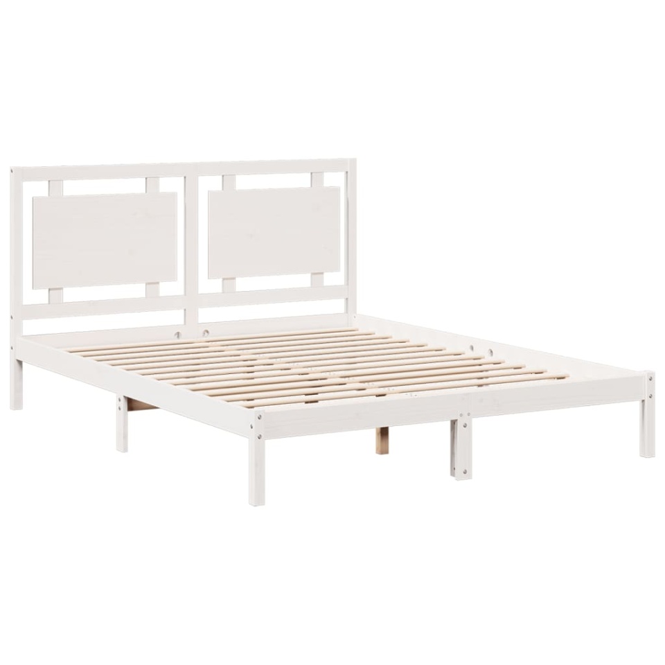 Cadru pat foarte lung fără saltea, alb, 160x220 cm lemn masiv - 2 | YEO
