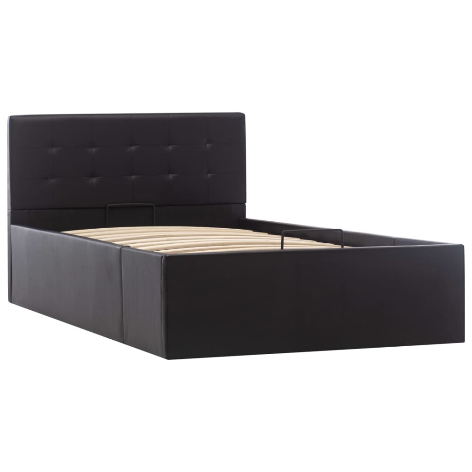 Cadru pat hidraulic cu ladă negru 90 x 200 cm piele ecologică - 2 | YEO