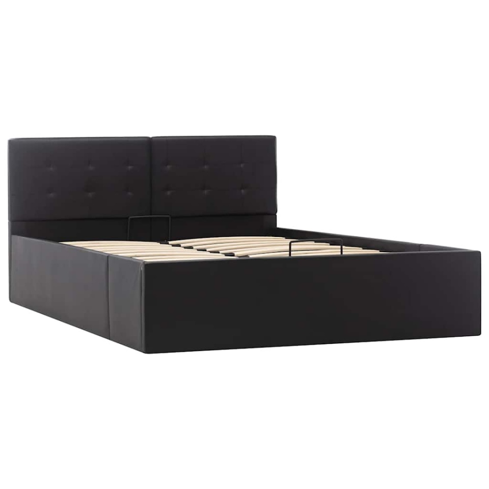 Cadru pat hidraulic, depozitare, negru, 120 x 200 cm piele eco - 2 | YEO