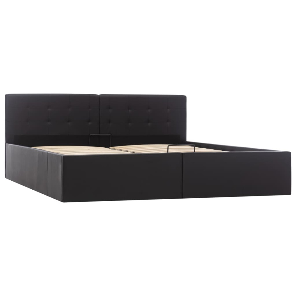 Cadru pat hidraulic, depozitare, negru 160 x 200 cm, piele eco - 1 | YEO