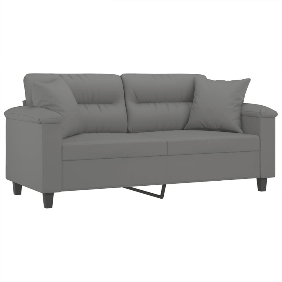 Canapea cu 2 locuri, cu perne, gri, 140 cm, microfibră - 2 | YEO