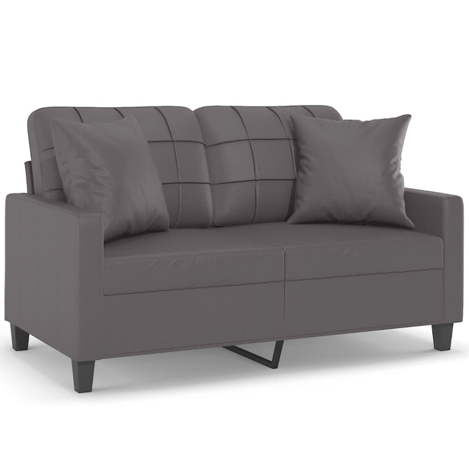 Canapea cu 2 locuri cu pernuțe, gri, 120 cm, piele ecologică - 1 | YEO