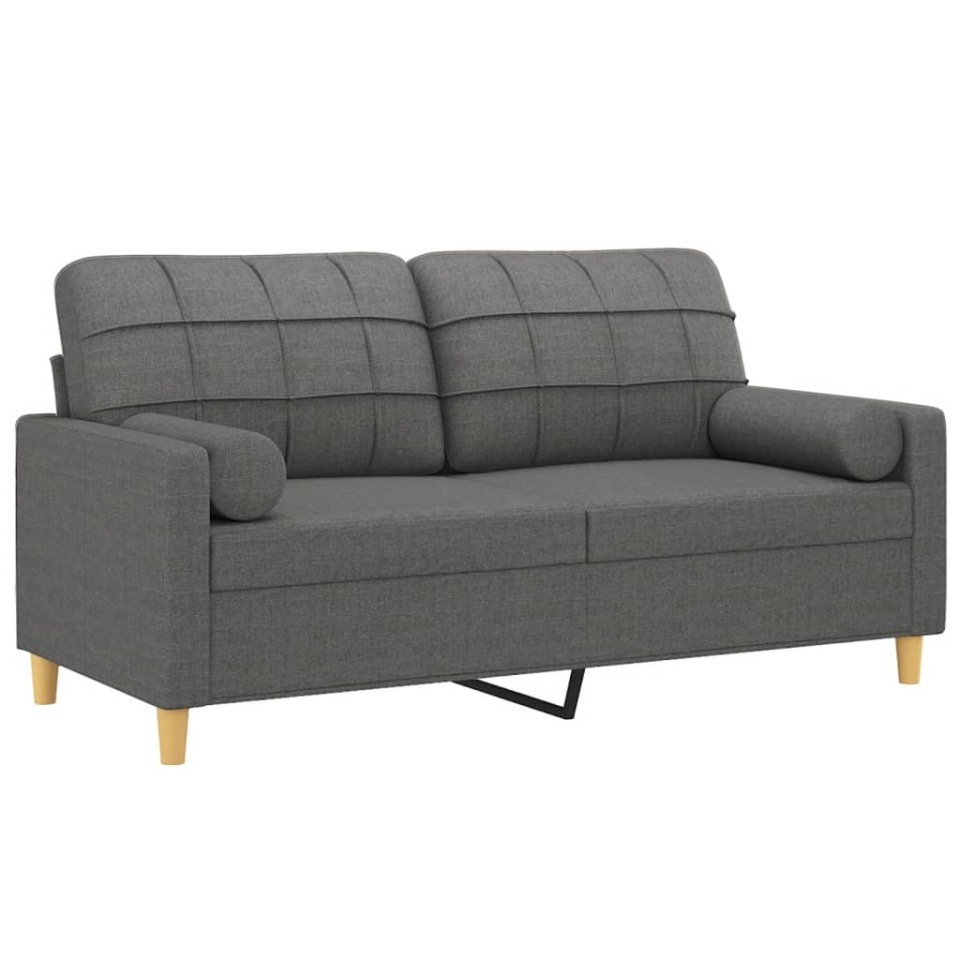 Canapea cu 2 locuri cu pernuțe, gri închis, 140 cm, textil - 2 | YEO