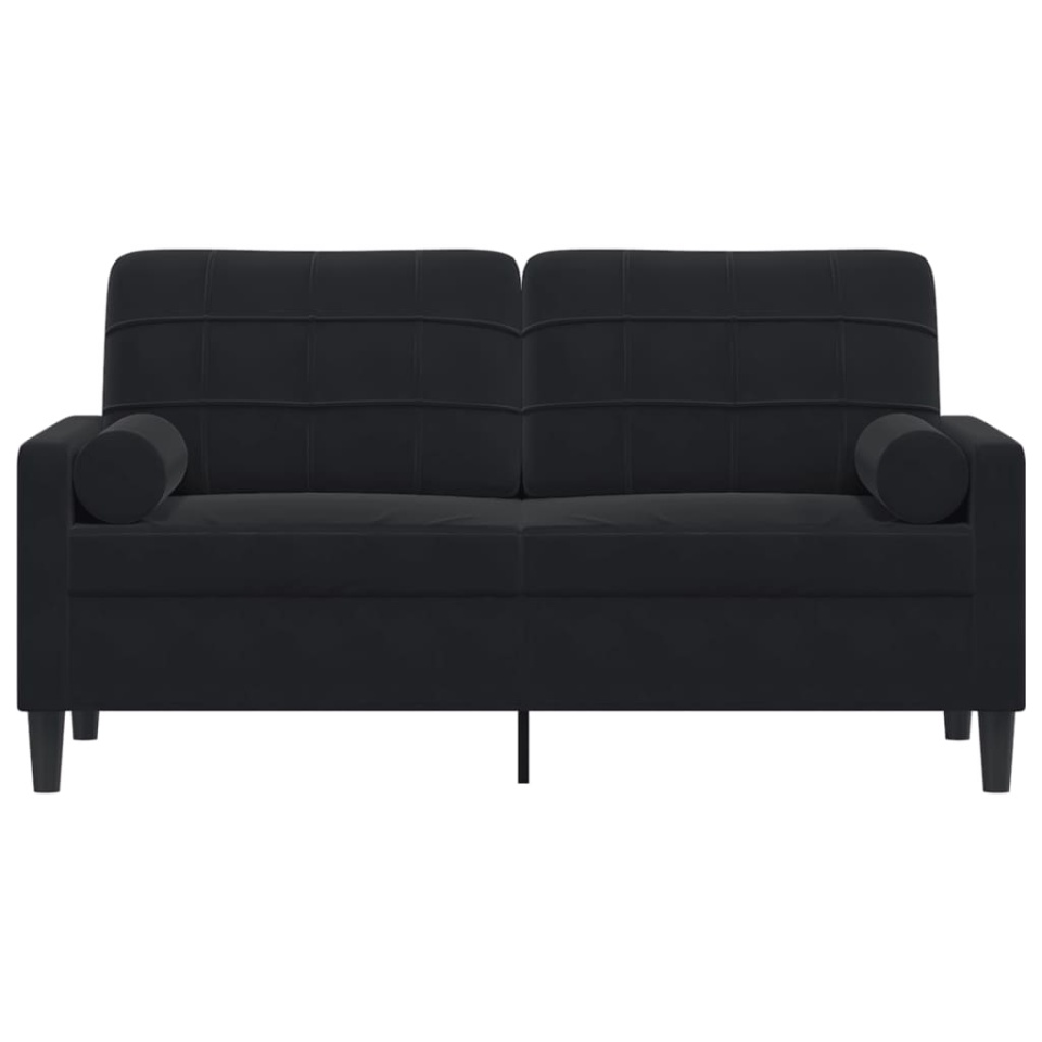 Canapea cu 2 locuri cu pernuțe, negru, 140 cm, catifea - 2 | YEO