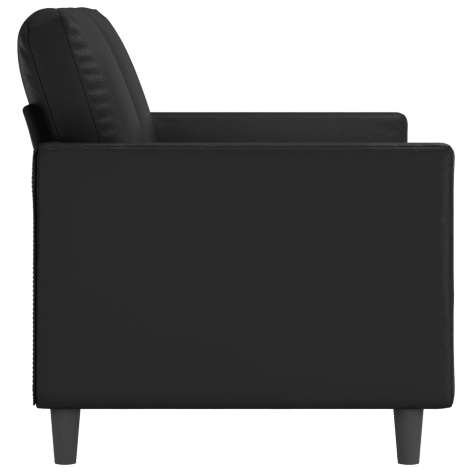 Canapea cu 2 locuri, negru, 120 cm, piele ecologică - 3 | YEO