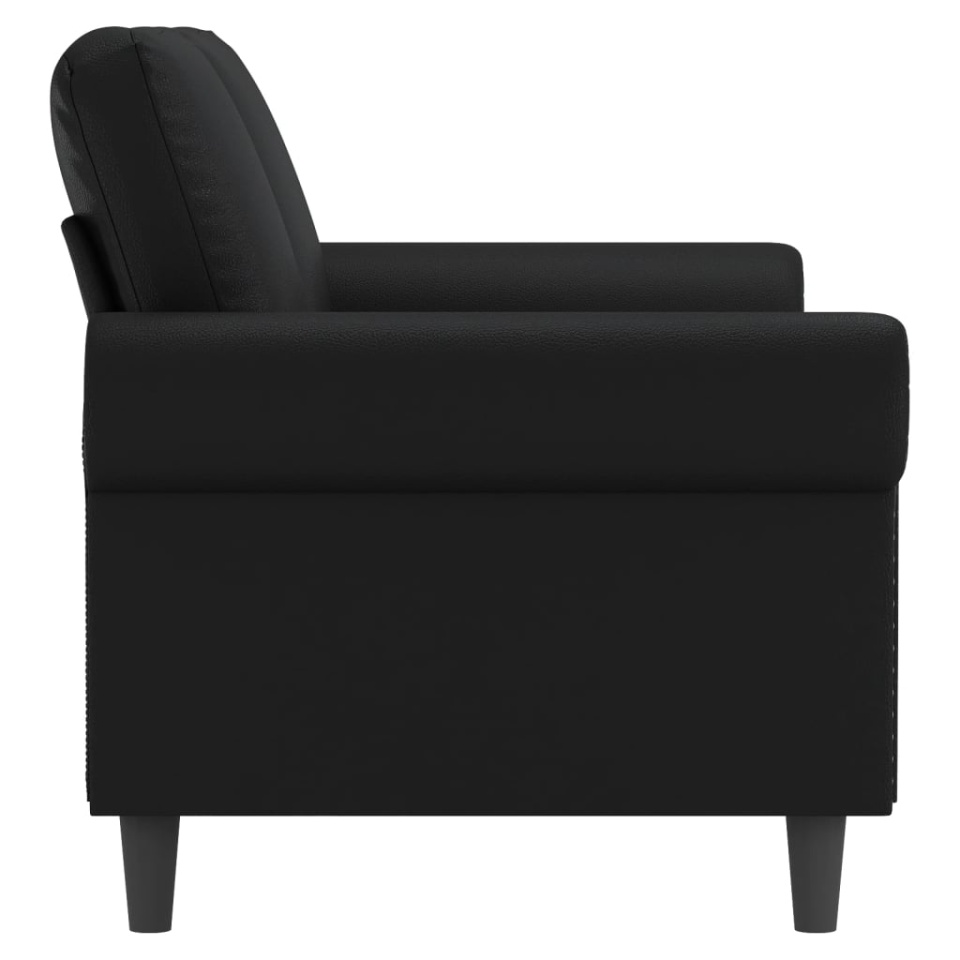 Canapea cu 2 locuri, negru, 140 cm, piele ecologică - 3 | YEO
