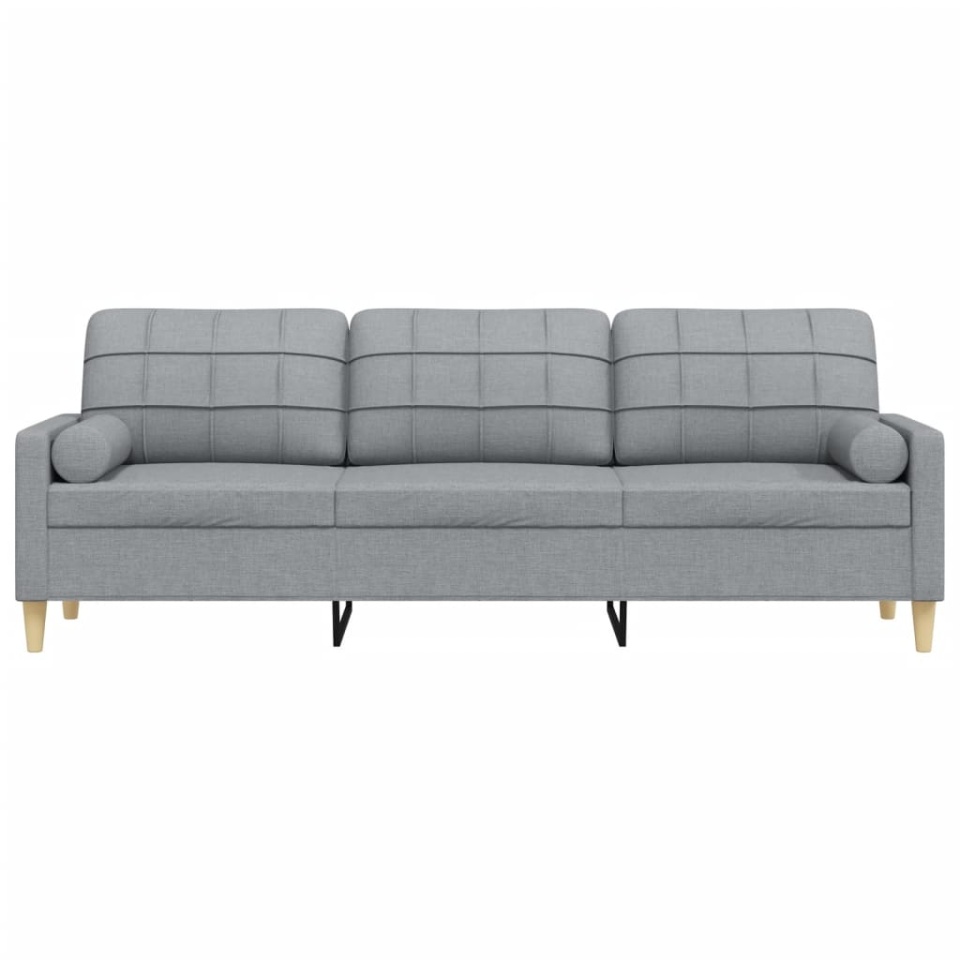 Canapea cu 3 locuri cu pernuțe, gri deschis, 210 cm, textil - 2 | YEO