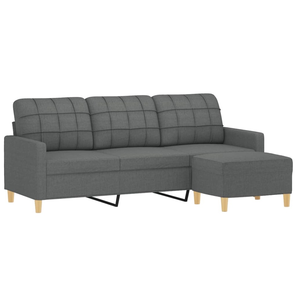 Canapea cu 3 locuri și taburet, gri închis, 180 cm, textil - 2 | YEO