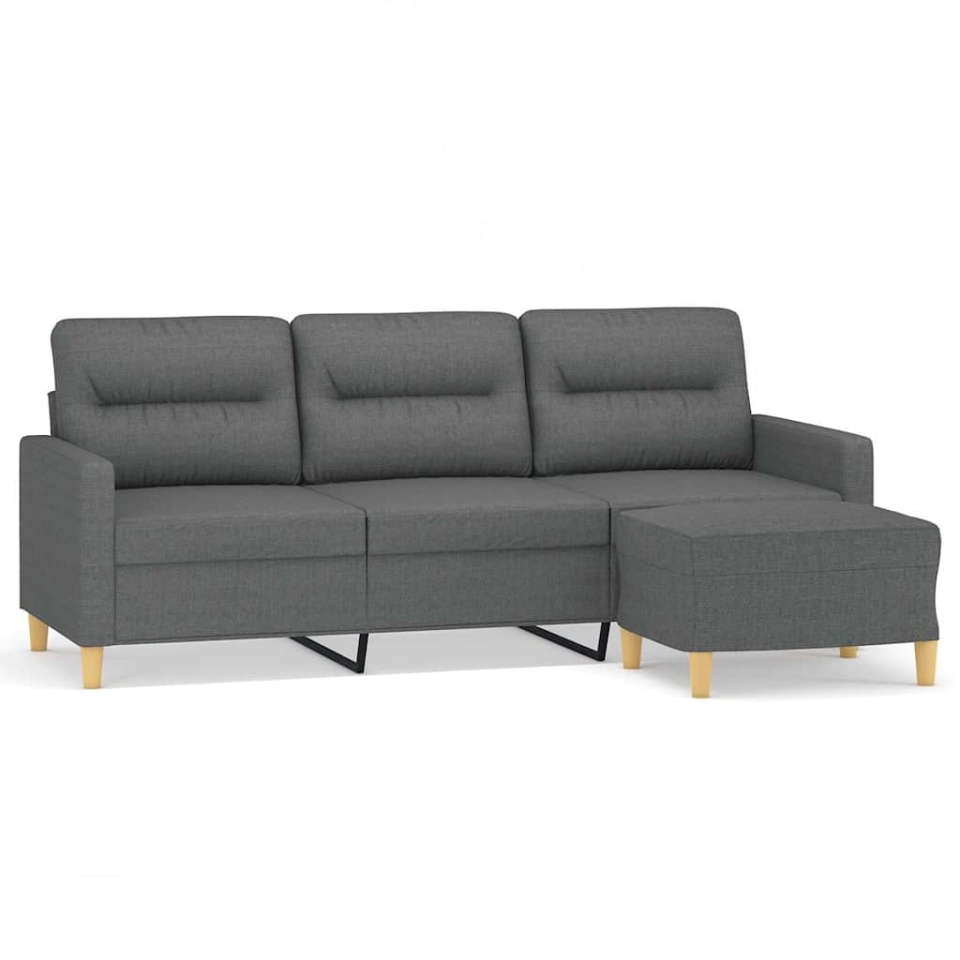 Canapea cu 3 locuri și taburet, gri închis, 180 cm, textil - 1 | YEO