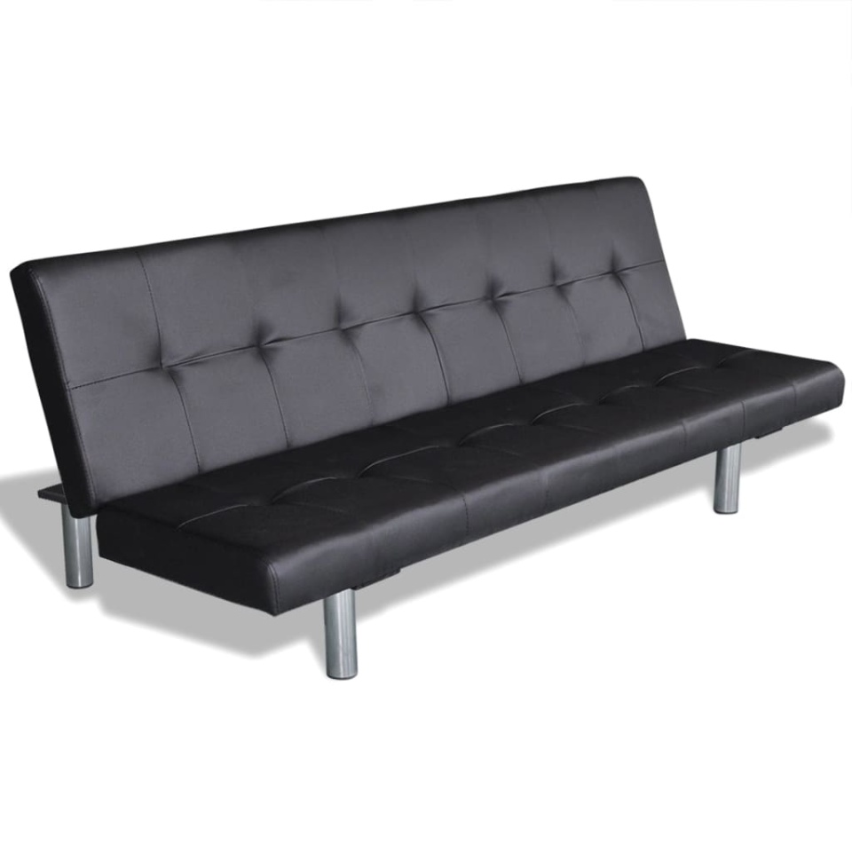 Canapea extensibilă 2 perne, piele artificială, reglabilă negru - 2 | YEO
