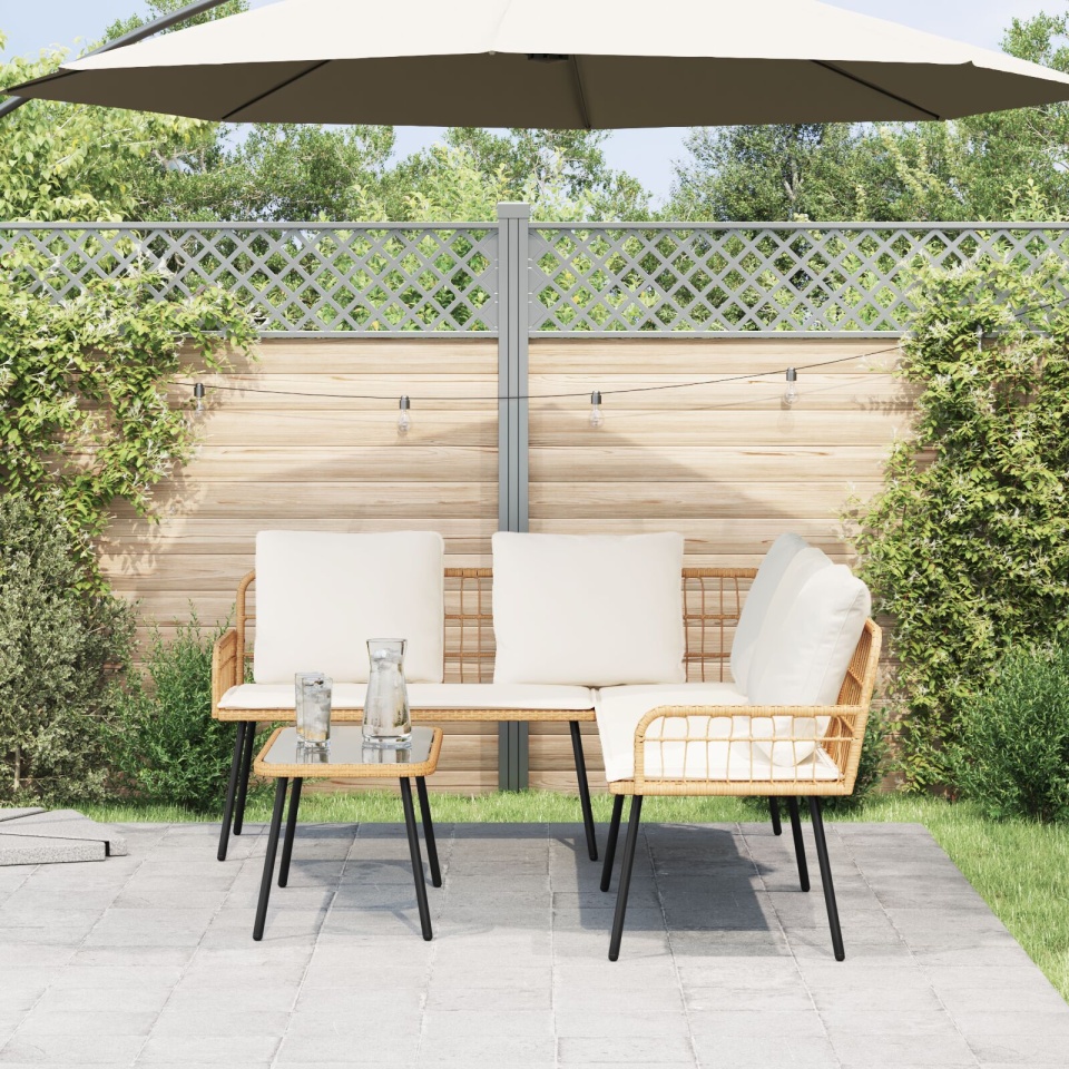 Canapea în formă de L Natural 231x173x78 cm Poliratan - 2 | YEO