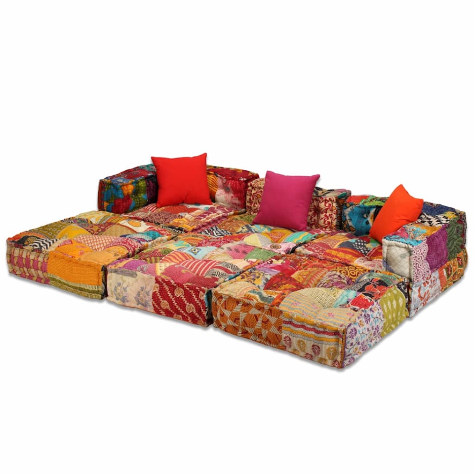 Canapea puf modulară cu 3 locuri, petice, material textil - 1 | YEO
