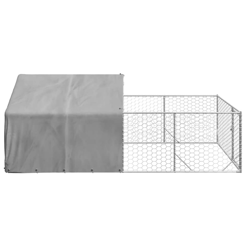 Canisa de exterior cu alergare 4x2x1,5 m otel galvanizat