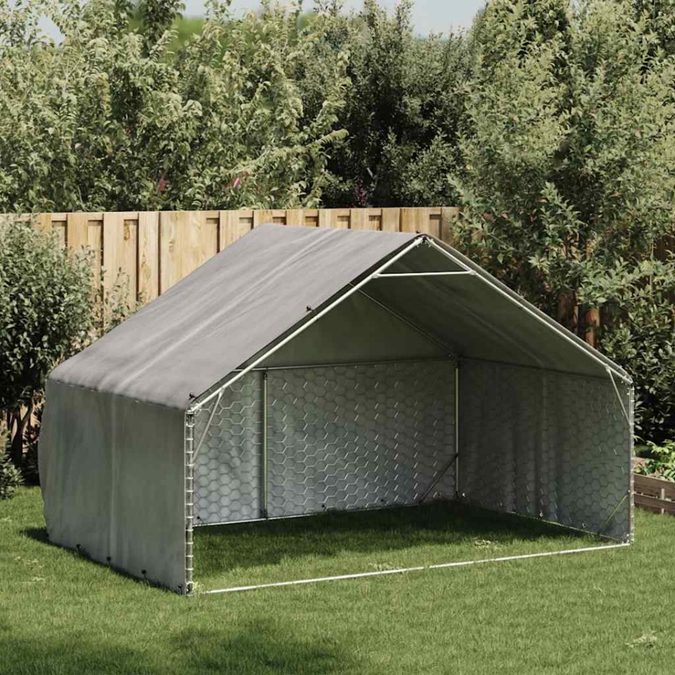 Canisa de exterior cu capac 3x2x1,9 m otel galvanizat - 1 | YEO