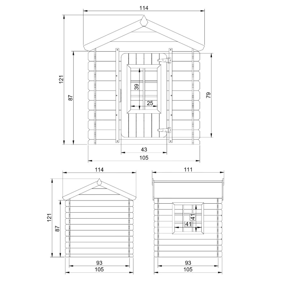 Casuta de joaca din lemn pentru copii - L111 x D114 x H121 cm - TIMBELA M570R - 2 | YEO