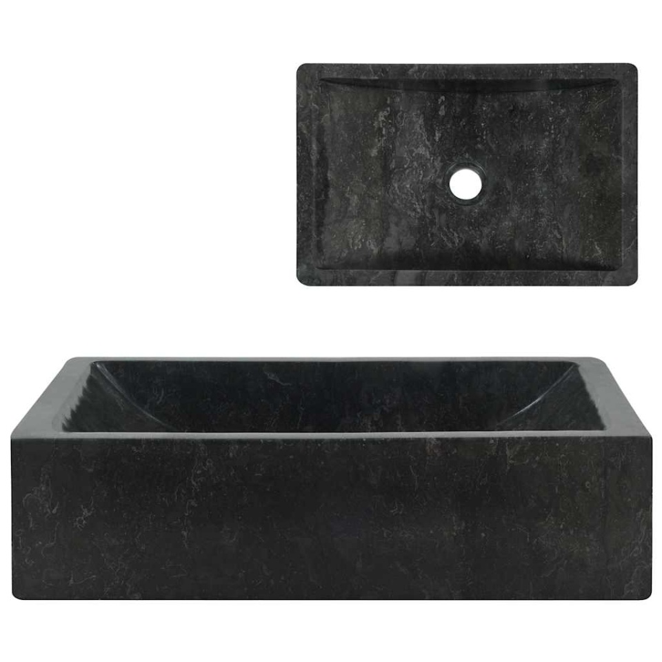 Chiuvetă, negru extralucios, 45x30x12 cm, marmură - 1 | YEO