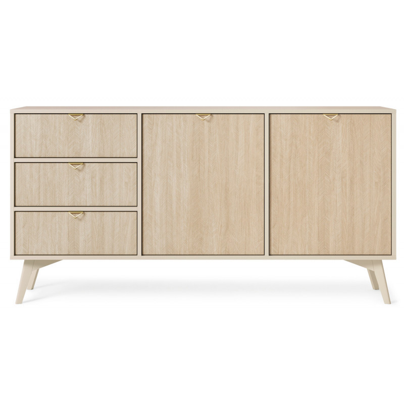 Comodă Palos PA04 sand beige - scandi heringbone 158 cm 2D3S - 3 | YEO