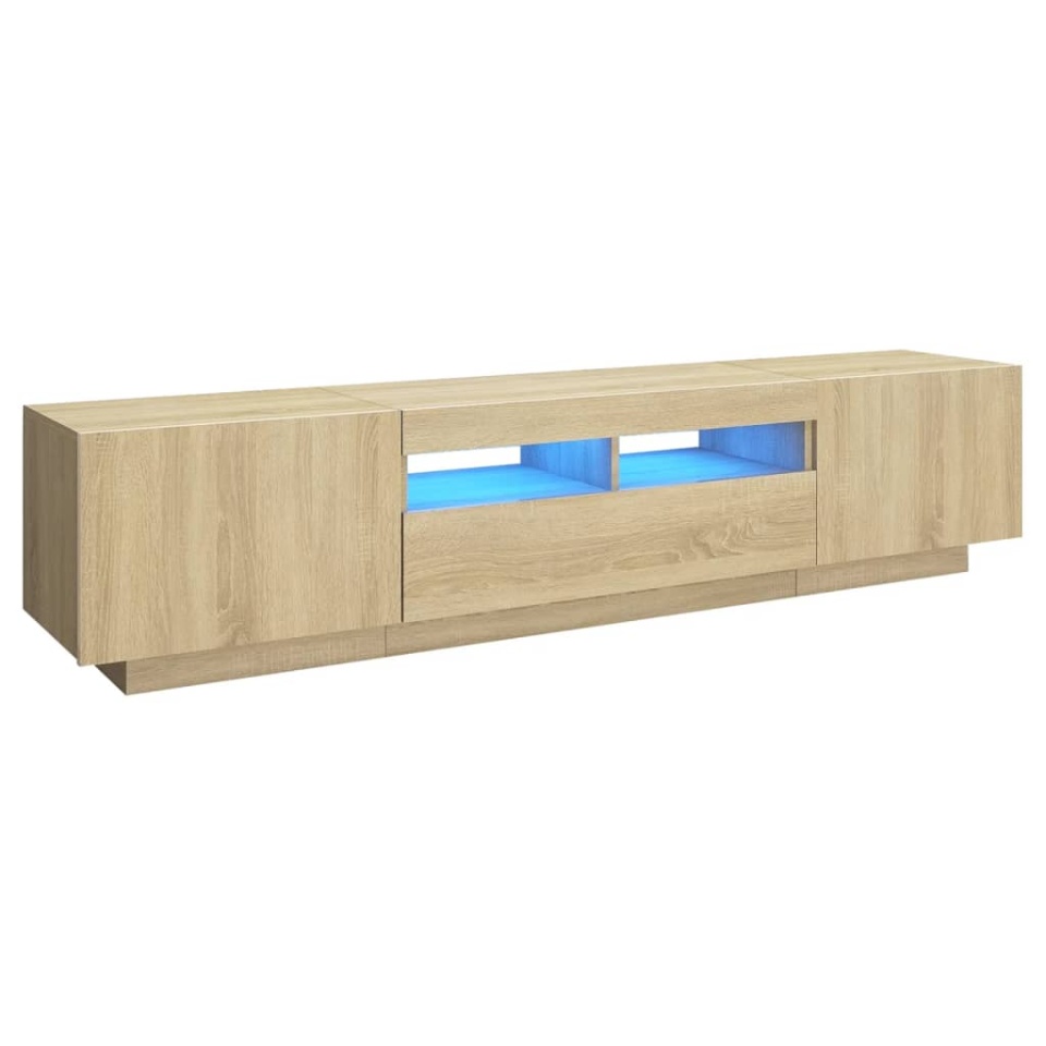 Comodă TV cu lumini LED, stejar sonoma, 180x35x40 cm - 1 | YEO