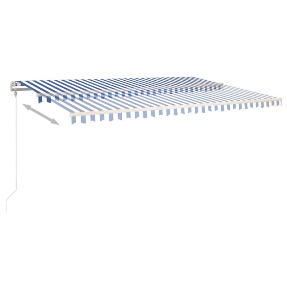 Copertină automată cu LED&senzor vânt, albastru&alb, 500x350 cm - 2 | YEO