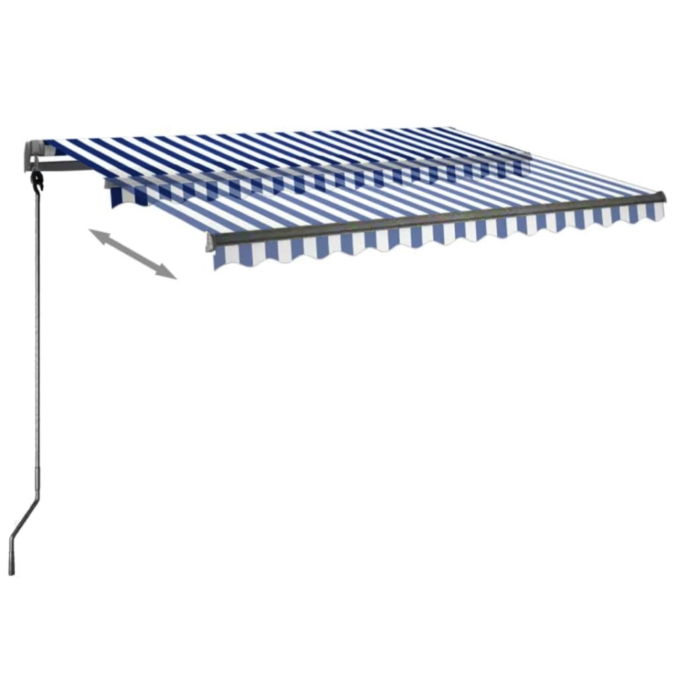 Copertină autonomă retractabilă automat albastru&alb 300x250 cm - 2 | YEO