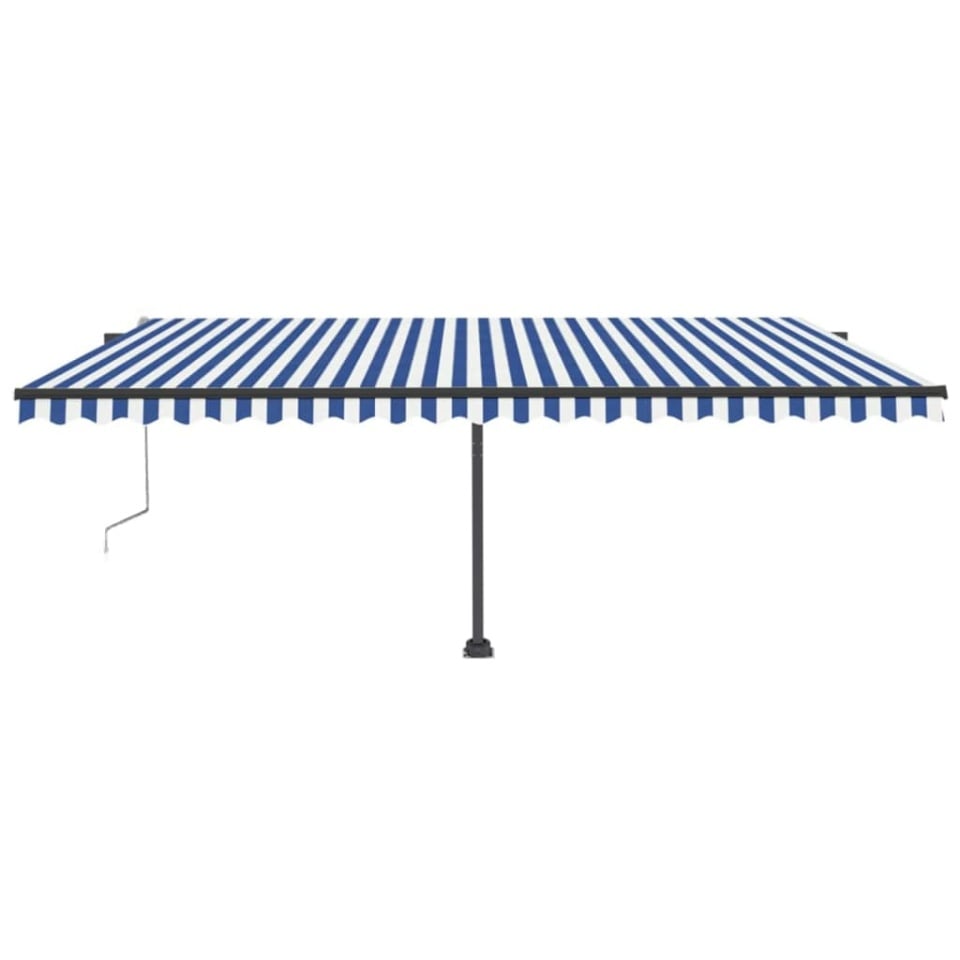 Copertină autonomă retractabilă automat albastru&alb 500x300 cm - 2 | YEO