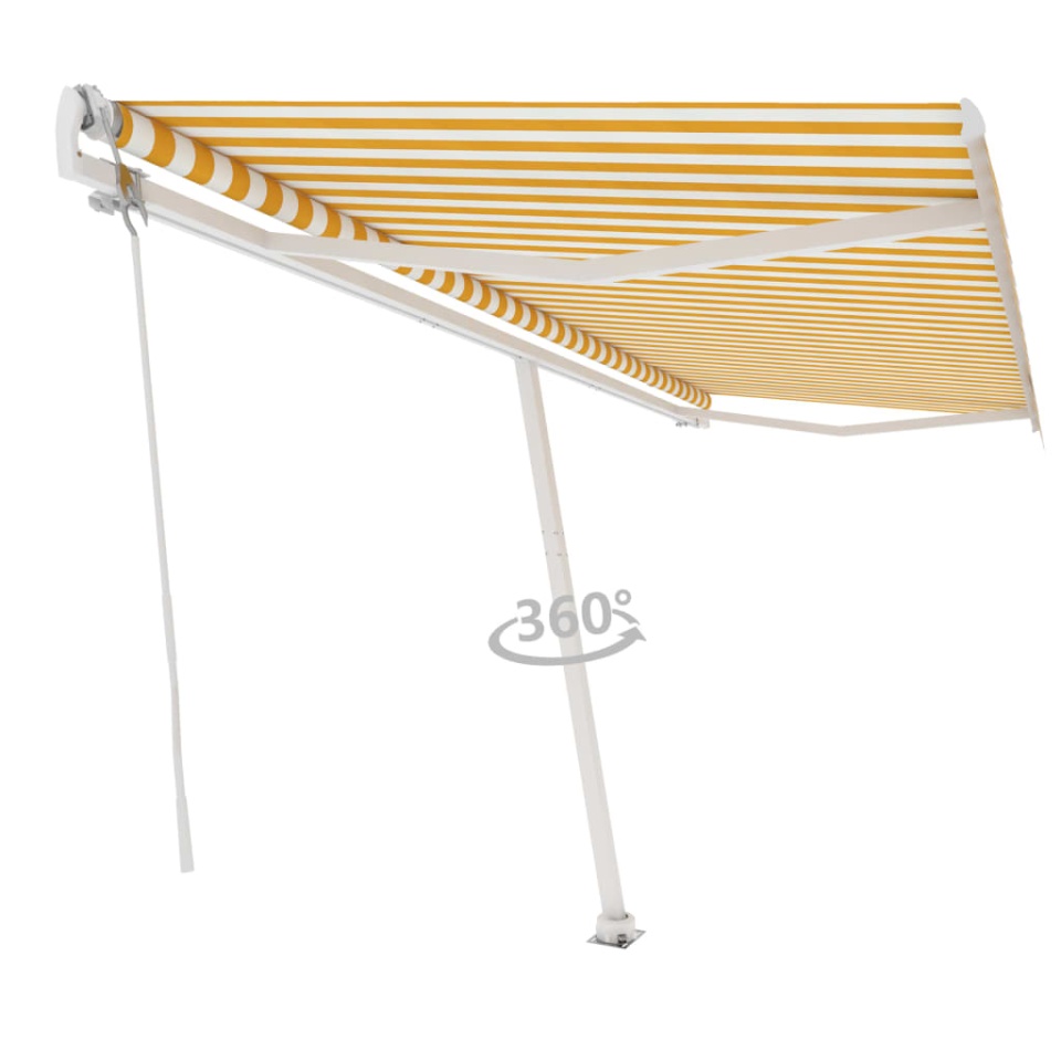 Copertină autonomă retractabilă automat galben&alb 500x350 cm - 2 | YEO